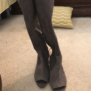 Over the knee gray suede boots!
